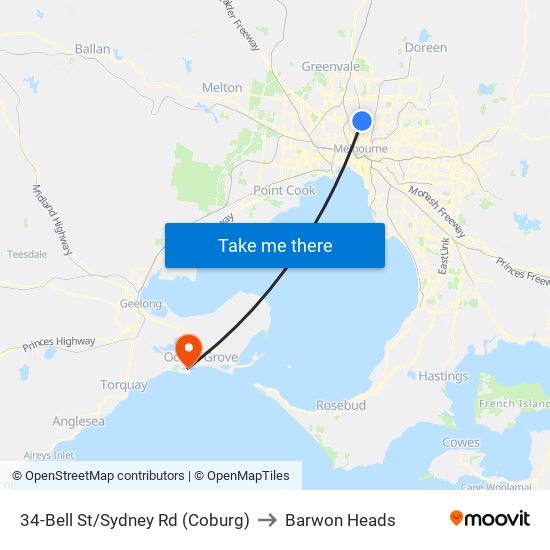 34-Bell St/Sydney Rd (Coburg) to Barwon Heads map