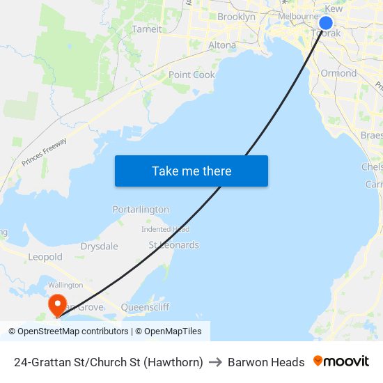 24-Grattan St/Church St (Hawthorn) to Barwon Heads map