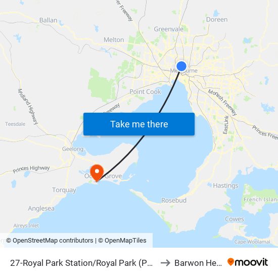 27-Royal Park Station/Royal Park (Parkville) to Barwon Heads map