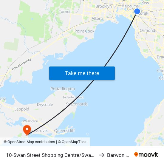 10-Swan Street Shopping Centre/Swan St (Richmond) to Barwon Heads map