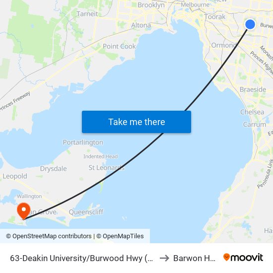 63-Deakin University/Burwood Hwy (Burwood) to Barwon Heads map