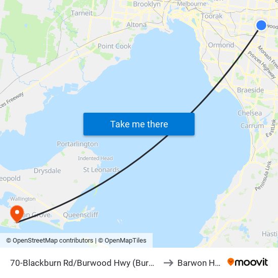 70-Blackburn Rd/Burwood Hwy (Burwood East) to Barwon Heads map