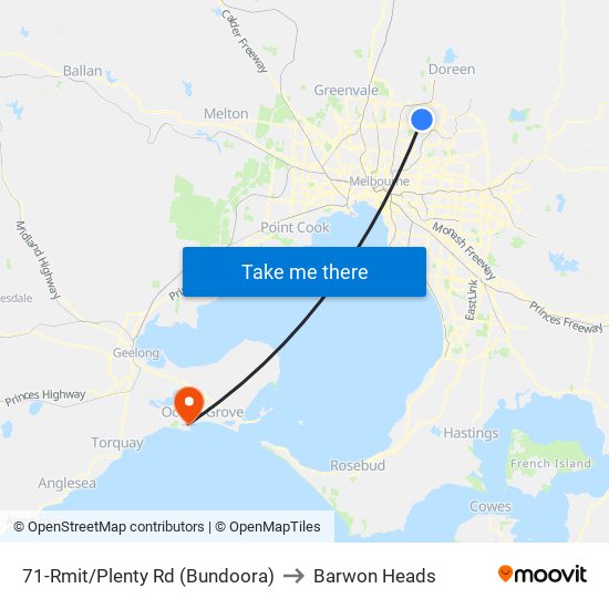 71-Rmit/Plenty Rd (Bundoora) to Barwon Heads map