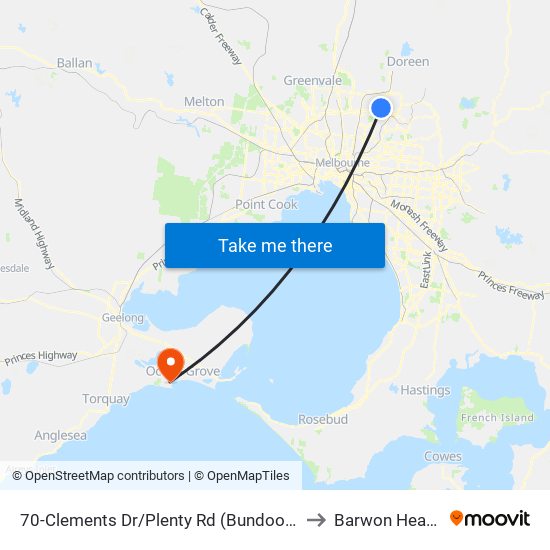 70-Clements Dr/Plenty Rd (Bundoora) to Barwon Heads map