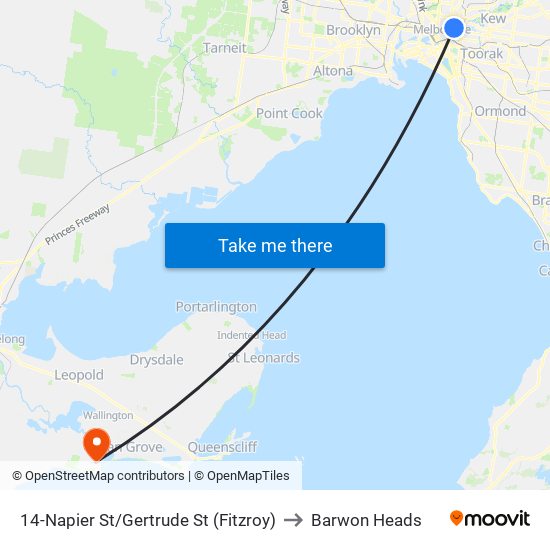 14-Napier St/Gertrude St (Fitzroy) to Barwon Heads map