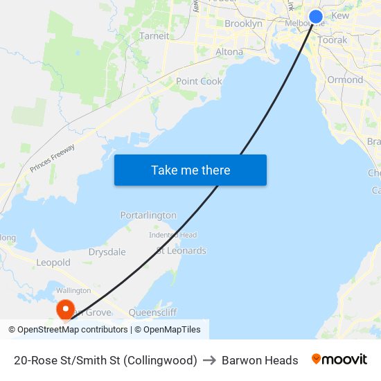 20-Rose St/Smith St (Collingwood) to Barwon Heads map
