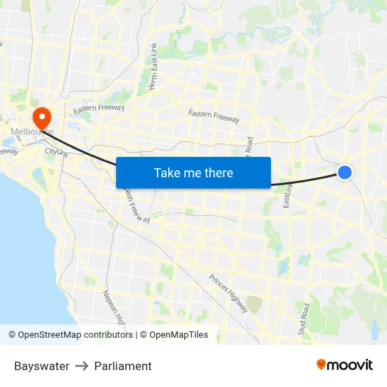 Bayswater to Parliament map