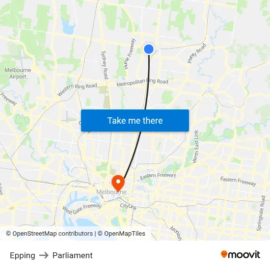 Epping to Parliament map
