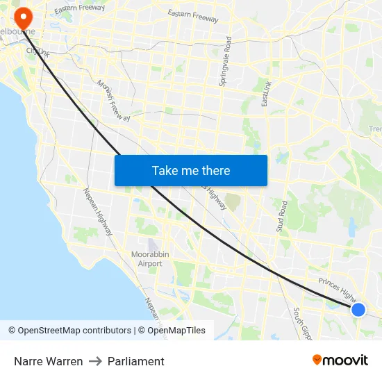 Narre Warren to Parliament map