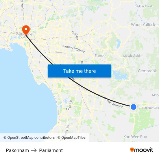 Pakenham to Parliament map