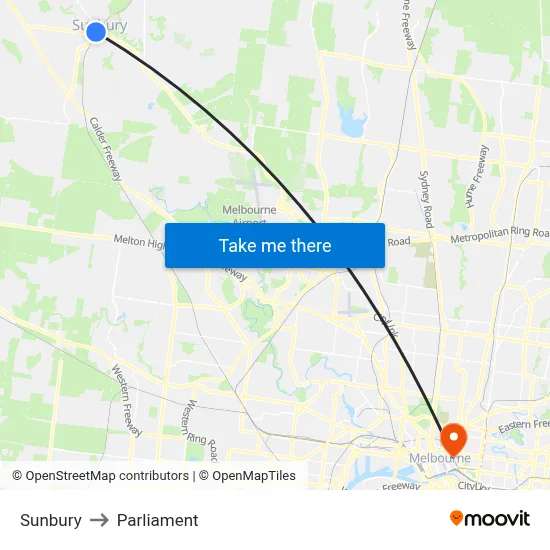 Sunbury to Parliament map