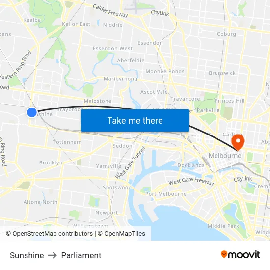 Sunshine to Parliament map