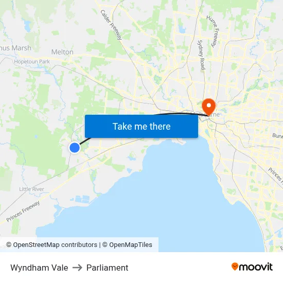 Wyndham Vale to Parliament map