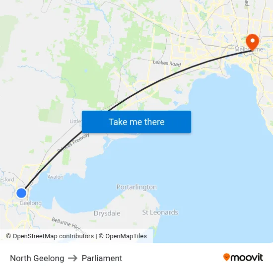 North Geelong to Parliament map