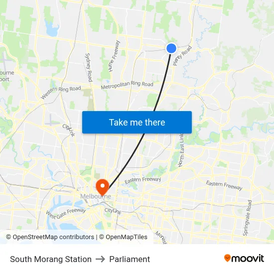 South Morang Station to Parliament map