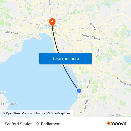 Seaford Station to Parliament map