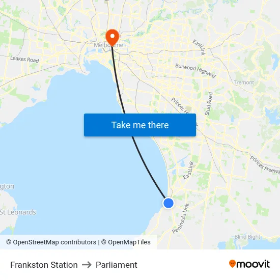 Frankston Station to Parliament map