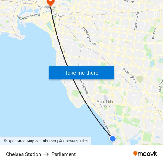 Chelsea Station to Parliament map