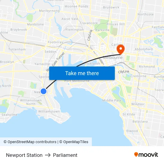 Newport Station to Parliament map