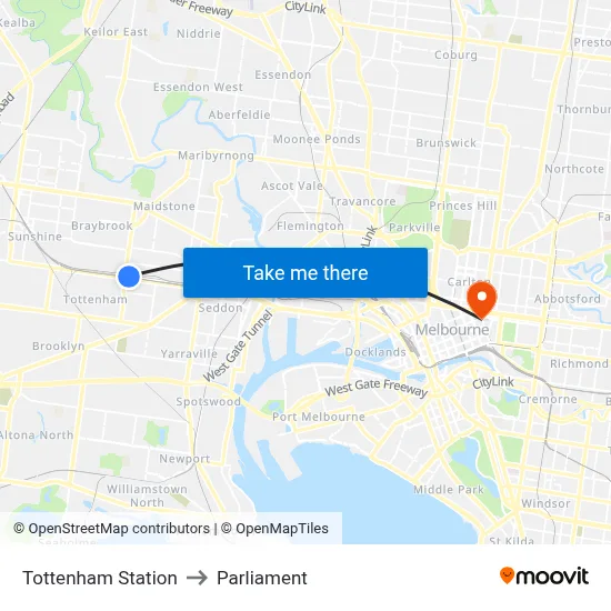 Tottenham Station to Parliament map