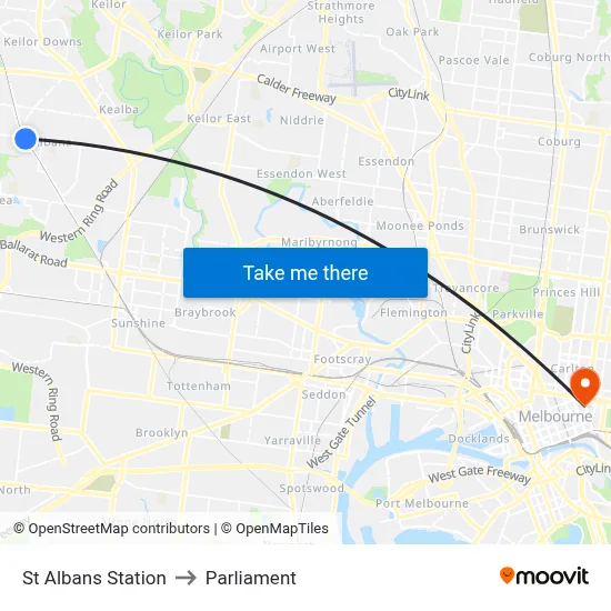 St Albans Station to Parliament map