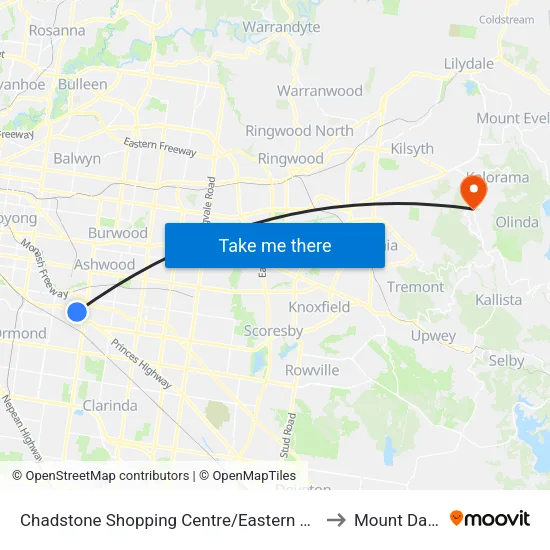 Chadstone Shopping Centre/Eastern Access Rd to Mount Dandenong map