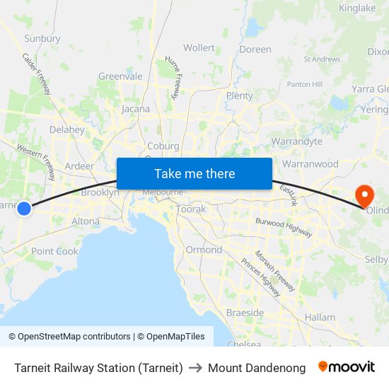 Tarneit Railway Station (Tarneit) to Mount Dandenong map