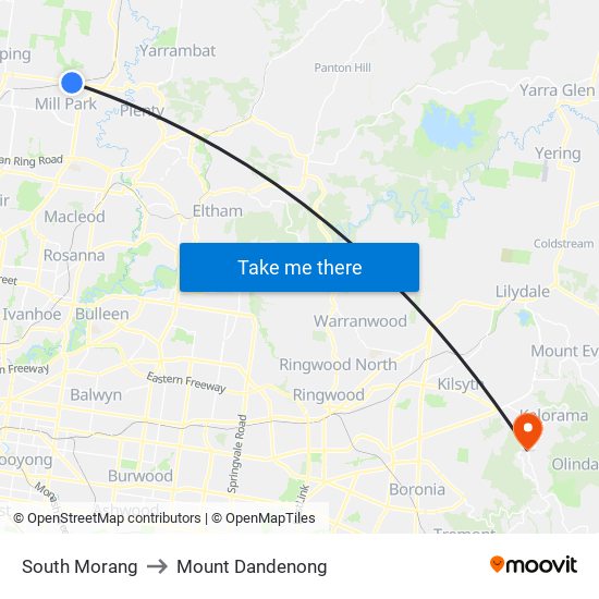 South Morang to Mount Dandenong map