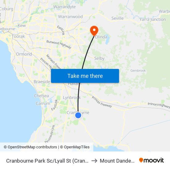 Cranbourne Park Sc/Lyall St (Cranbourne) to Mount Dandenong map