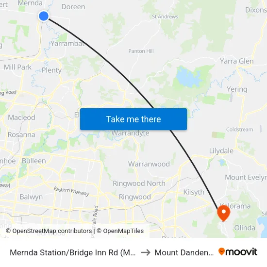 Mernda Station/Bridge Inn Rd to Mount Dandenong map