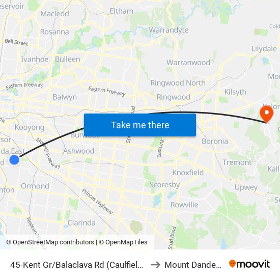 45-Kent Gr/Balaclava Rd (Caulfield North) to Mount Dandenong map