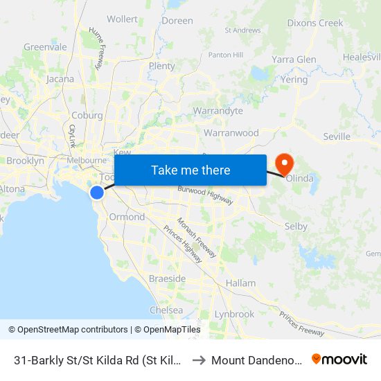 31-Barkly St/St Kilda Rd (St Kilda) to Mount Dandenong map