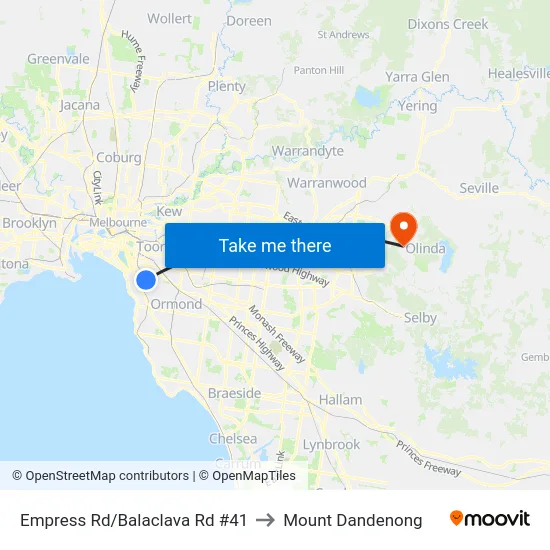 Empress Rd/Balaclava Rd #41 to Mount Dandenong map