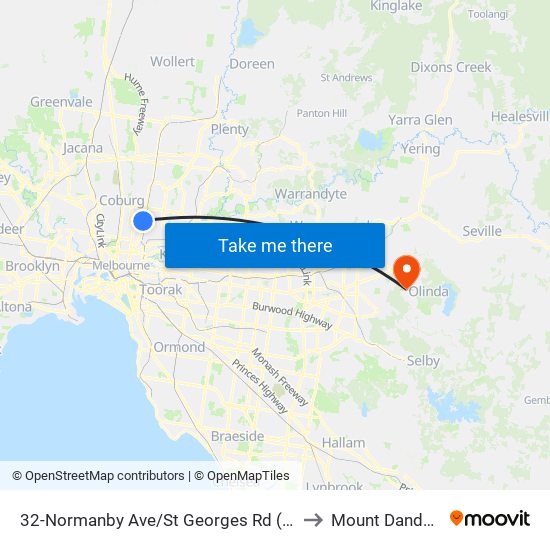 32-Normanby Ave/St Georges Rd (Thornbury) to Mount Dandenong map