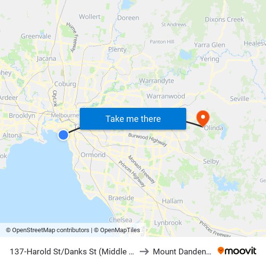 137-Harold St/Danks St (Middle Park) to Mount Dandenong map