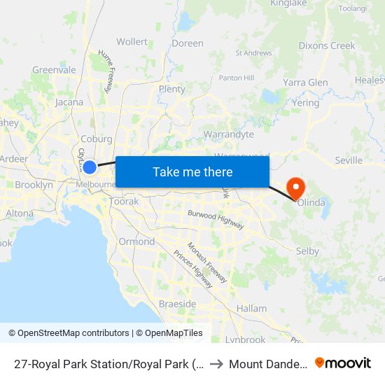 27-Royal Park Station/Royal Park (Parkville) to Mount Dandenong map