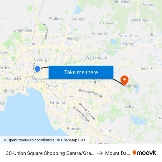 30-Union Square Shopping Centre/Grantham St (Brunswick West) to Mount Dandenong map