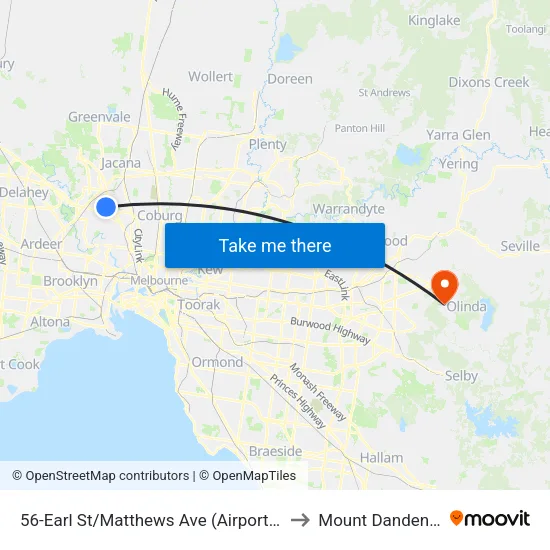 Earl St/Matthews Ave #56 to Mount Dandenong map