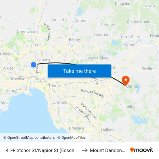 Fletcher St/Napier St #41 to Mount Dandenong map