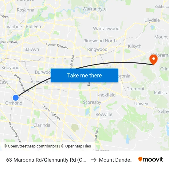 Maroona Rd/Glenhuntly Rd #63 to Mount Dandenong map