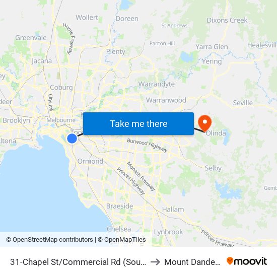 31-Chapel St/Commercial Rd (South Yarra) to Mount Dandenong map