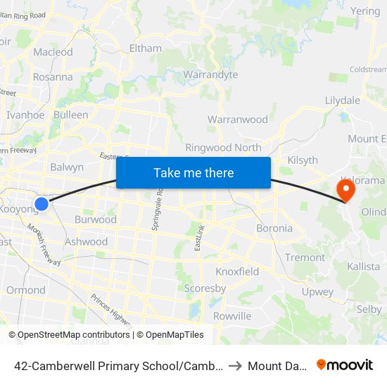 42-Camberwell Primary School/Camberwell Rd (Camberwell) to Mount Dandenong map