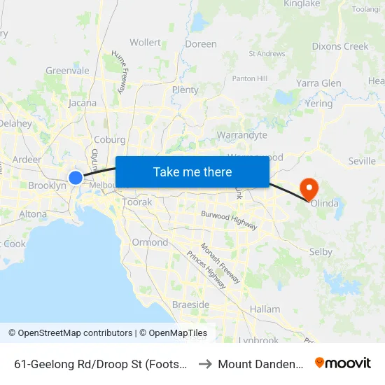 Geelong Rd/Droop St #61 to Mount Dandenong map