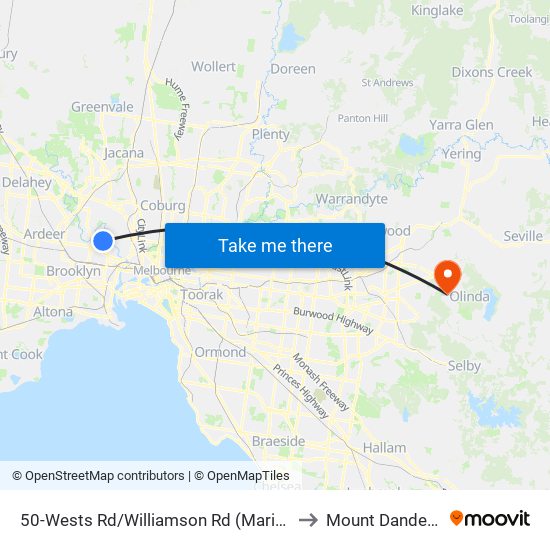 50-Wests Rd/Williamson Rd (Maribyrnong) to Mount Dandenong map