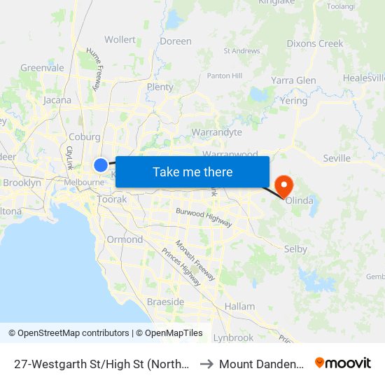 27-Westgarth St/High St (Northcote) to Mount Dandenong map