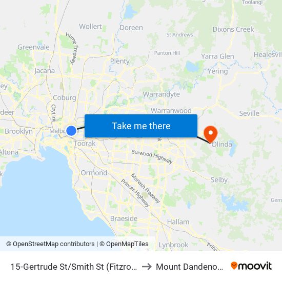 15-Gertrude St/Smith St (Fitzroy) to Mount Dandenong map