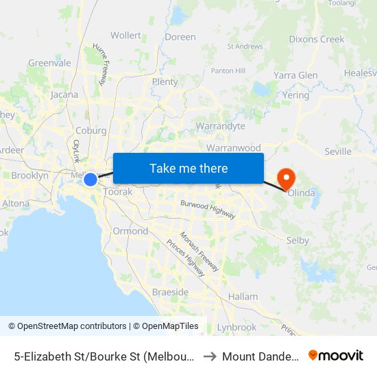 5-Elizabeth St/Bourke St (Melbourne City) to Mount Dandenong map