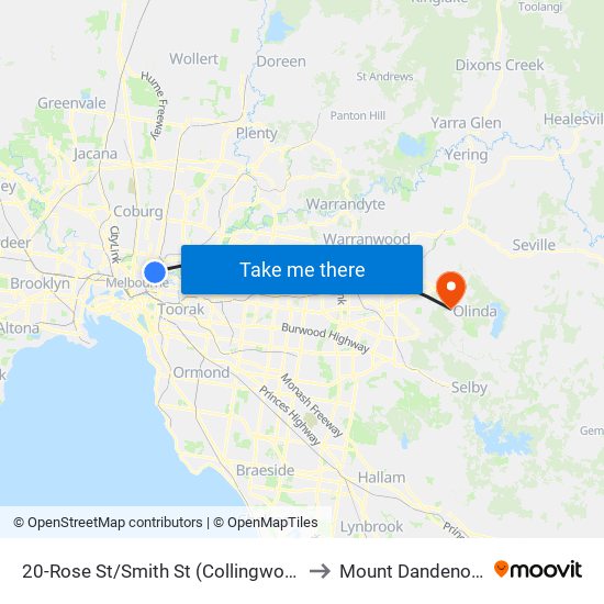 20-Rose St/Smith St (Collingwood) to Mount Dandenong map