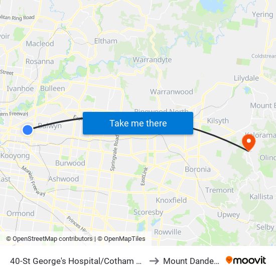 40-St George's Hospital/Cotham Rd (Kew) to Mount Dandenong map