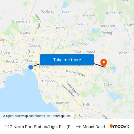 127-North Port Station/Light Rail (Port Melbourne) to Mount Dandenong map